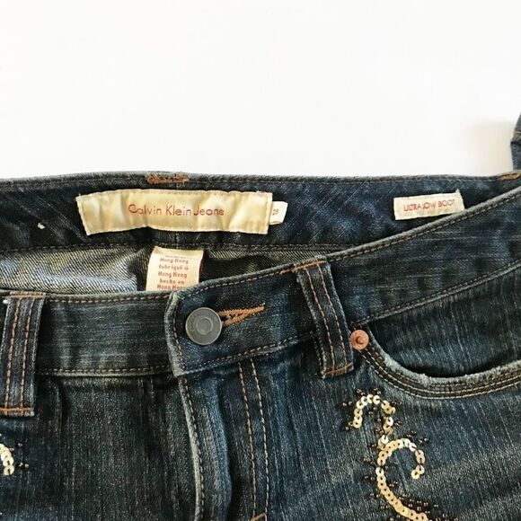 CK Embellished Ultra Low Boot Jeans with Stretch - Picture 4 of 4